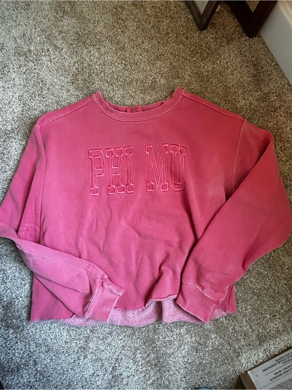 Comfort Colors Pink PHI MU Cropped Crewneck Sweatshirt
